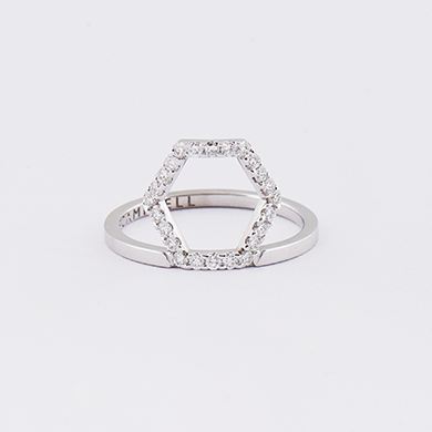 Diamond Hexagon Frame Ring WG