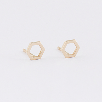 Hexagon Frame studs YG