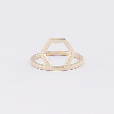 Hexagon Frame Ring YG